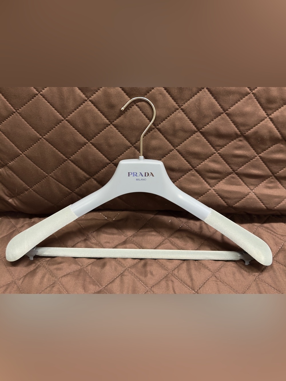 Prada White Gloss Velvet-Trim Hanger